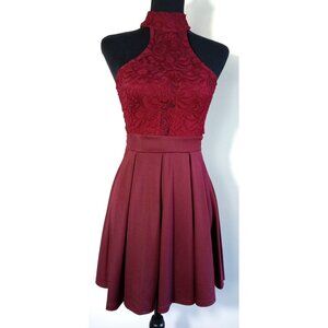 A-Line/Princess Halter Sleeveless Lace Short/Mini Chiffon Bridesmaid Dresses sz